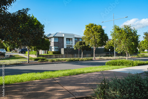 Residents and visitors experience suburban street life and community spaces in Oran Park Town, NSW, Australia, February 5, 2026