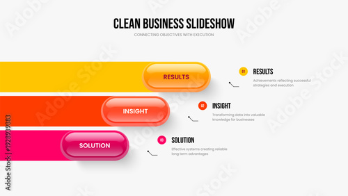 Project Solution Three Element Infographic Slideshow Design. Creative Growth Presentation Layout Vector Illustration. Financial Campaign 3 Step Diagram Slide Template.
