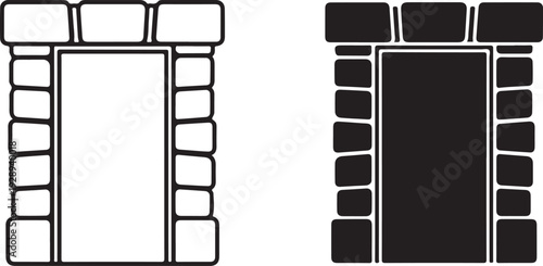 Stone wall frames with white and black fill white fill rectangular