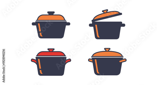 Dutch Oven Line art colorful shape illustration