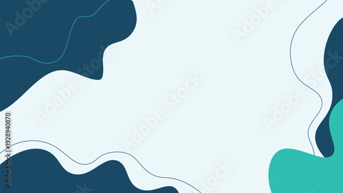 Modern Teal and Navy Organic Abstract Background with Minimal Fluid Shapes