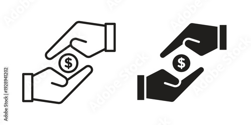 Hand money exchange icon. Premium thin line vector illustrator. Vector EPS10