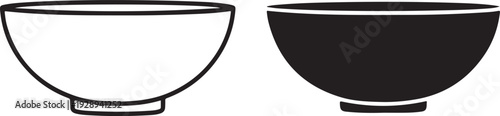 Two bowls one white outlined and one black filled white bowl black bowl outlined bowl filled bowl