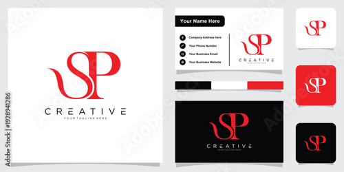 SP or PS Initial Letter Logo Design vector template
