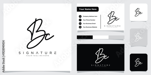 BC initial handwriting logo vector template