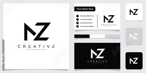 Initial NZ or ZN letter logo design vector