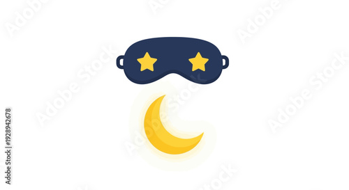 Dark blue sleep mask with yellow stars and crescent moon