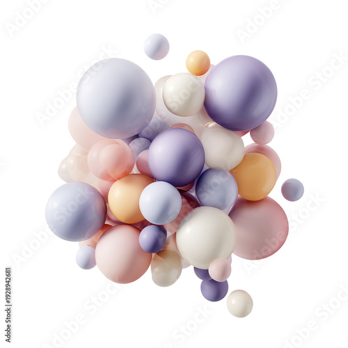 Colorful Bubbles Cluster on Transparent Background