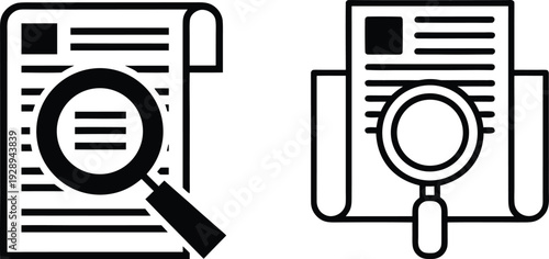Document Search Line Icon Vector