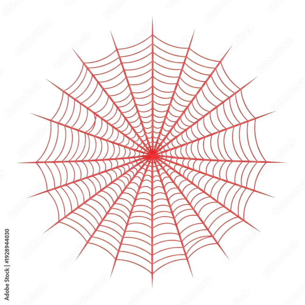Fototapeta premium Red spider web on white background abstract illustration