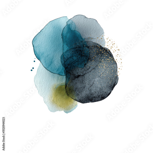 Watercolor Blobs with Texture on Transparent Background