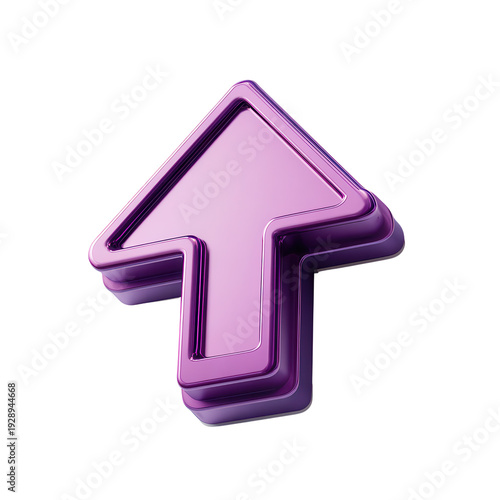 Purple 3D Arrow Icon on Transparent Background