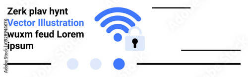 wireless signal with a lock symbol for network security and data protection. Ideal for cybersecurity, network privacy, technology awareness, internet safety, online security, data encryption, simple