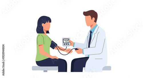 Doctor Measuring Patient's Blood Pressure with Device