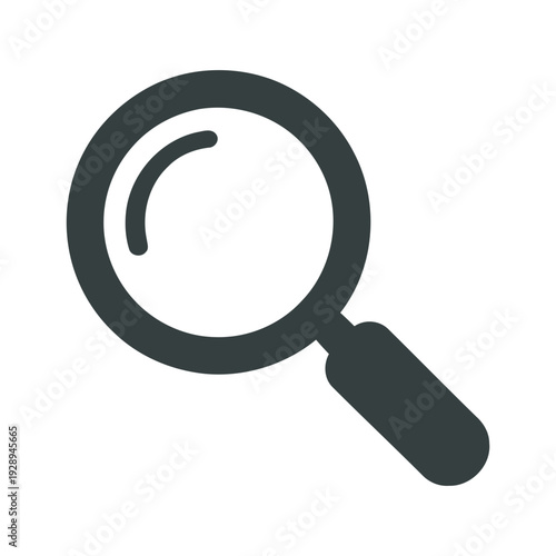 A minimalist magnifying glass icon in a simple, flat design style