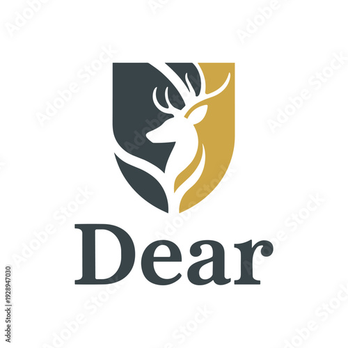 Logo of a deer head in a shield with the word dear