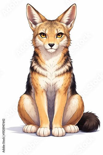 Vector illustration of anime cartoon style jackal