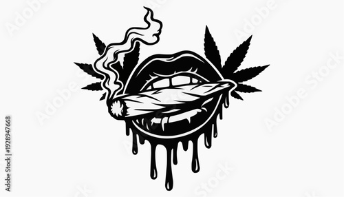Cannabis Culture Lips with Joint