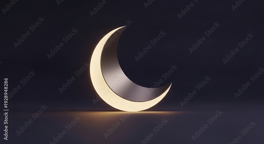 Obraz premium Crescent moon glowing softly in the dark night sky serene landscape view