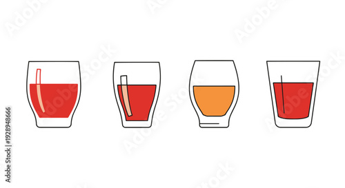 Drinking Glass Line minimal creative color illustration