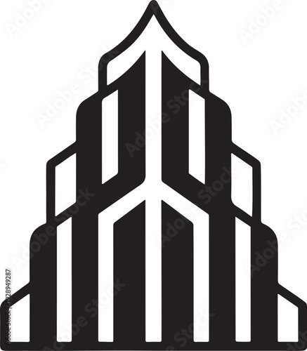 Modern Commercial Skyscraper Silhouette Black Vector Icon Minimal Clean Real Estate Corporate Branding Stock Illustration Design