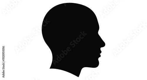 Profile view of a human head simple design black color artistic silhouette