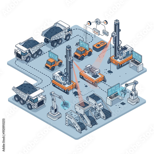 Oil Rig Extraction Process Illustration.