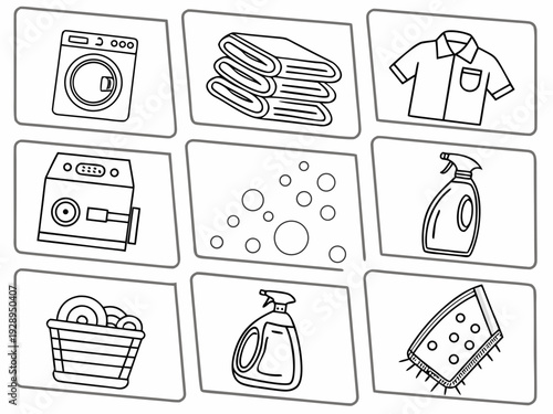 Icons of laundry and cleaning supplies Vector