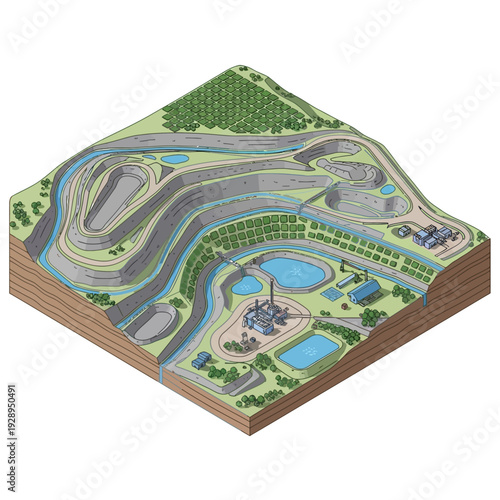 3D Model of Racing Circuit Track Landscape.