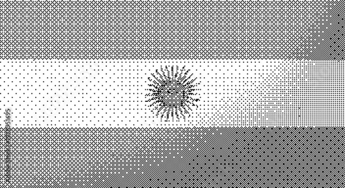 A halftone illustration of the Argentine flag in black and white dither