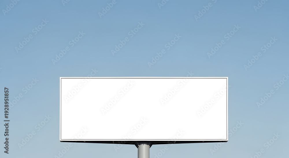 Fototapeta premium A large blank billboard stands prominently against a clear blue sky offering ample space for advertisements and promotions
