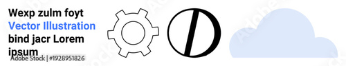 Gear, half-circle divider, and cloud with text evoke machinery, mathematics, and cloud computing. Ideal for technology, engineering, precision, connectivity cloud storage science simple landing