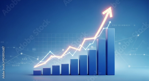 Financial Growth Chart Showing Upward Trend and Profitability.