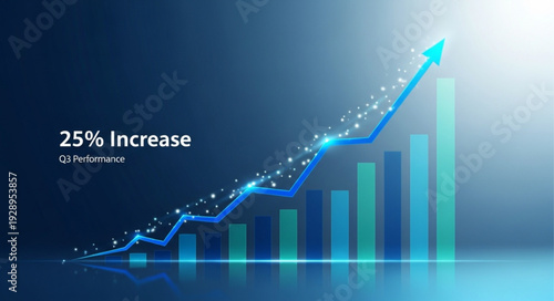 Financial Growth Chart Showing 25 Percent Increase.