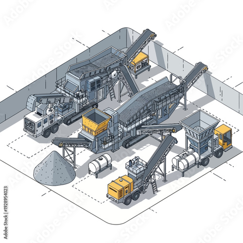 Industrial Crushing Plant Facility Equipment Machinery.
