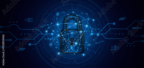Lock icon. Cyber ​​security and data protection concepts and privacy. Innovative concept of advanced safety technology