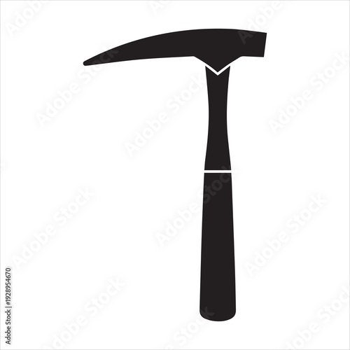 Geology rock hammer, vector silhouette on white background