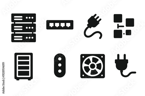 Advanced Server Icons. Advanced server infrastructure. Filled icon set of Advanced server infrastructure:
