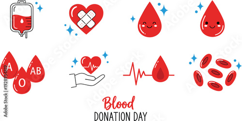 Blood donation icons and symbols