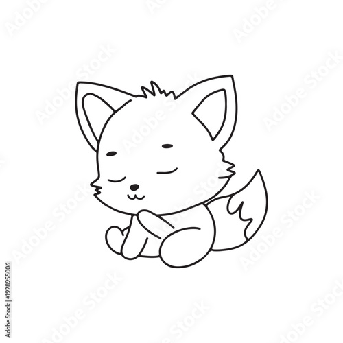 kawaii variant expressin baby fox, sad, wink. Baby coloring book for presschool design character