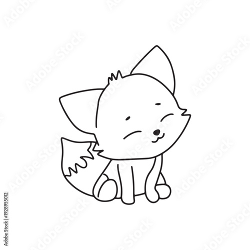 kawaii variant expressin baby fox, sad, wink. Baby coloring book for presschool design character
