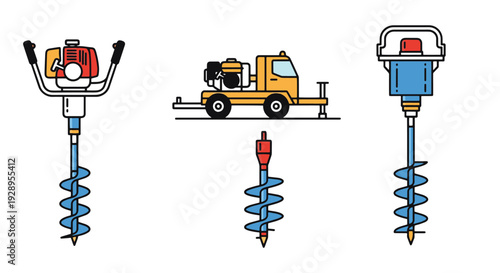 Earth Auger Line art clean color artwork