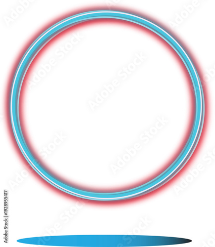 A vivid circular design with a blue and red gradient and a blue arrow below isolated on transparent background