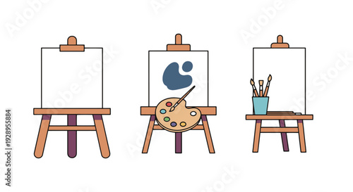 Easel Line art abstract digital color