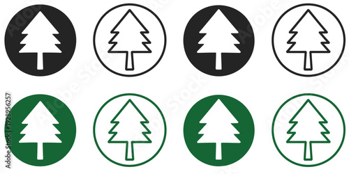 Christmas Tree Icon Set. Minimal Vector Illustration for Seasonal Design