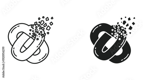 Stylized pretzels exploding with creative energy and dynamic motion