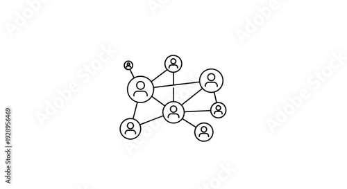 A network diagram illustrating interconnected people icons linked together, symbolizing communication and relationships in a digital format from a top-down viewpoint