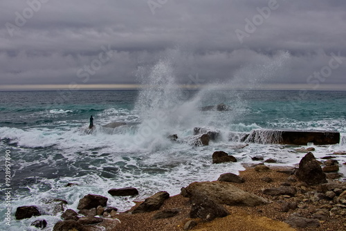 Winter storm on the Black Sea coast, Crimea.
