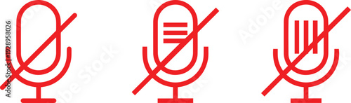 Podcast mic microphone off icon animation. Microphone Icons symbol Set of line Microphone icons. Vector illustration .