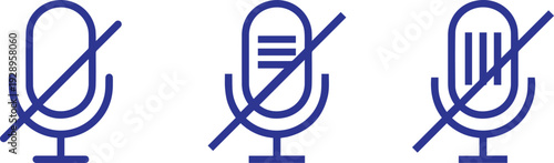 Podcast mic microphone off icon animation. Microphone Icons symbol Set of line Microphone icons. Vector illustration .